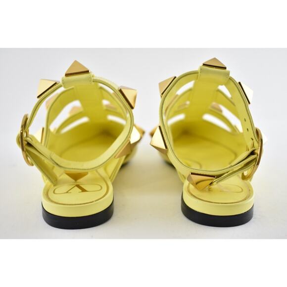 Valentino Rockstud Roman Stud Lime Yellow Ankle Strap Ballet Ballerina Flat 36 - Picture 11 of 12